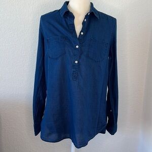 Merona Long Sleeve 100% Cotton Tunic Blouse Size Medium